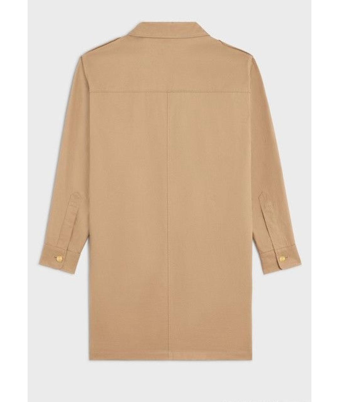 CELINE Бежевое хлопковое коктейльное платье, фото 3