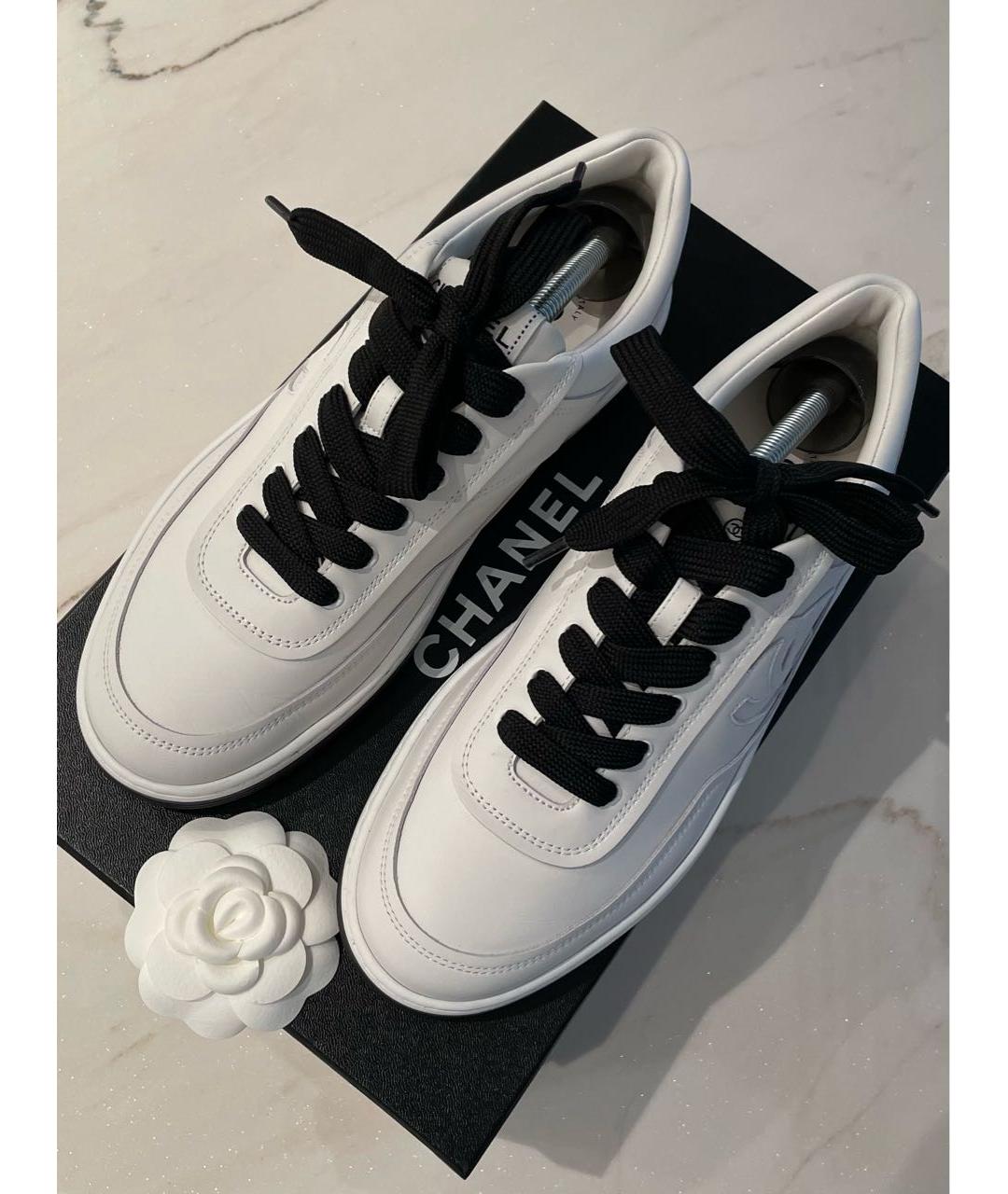 CHANEL Белые кожаные кеды, фото 5