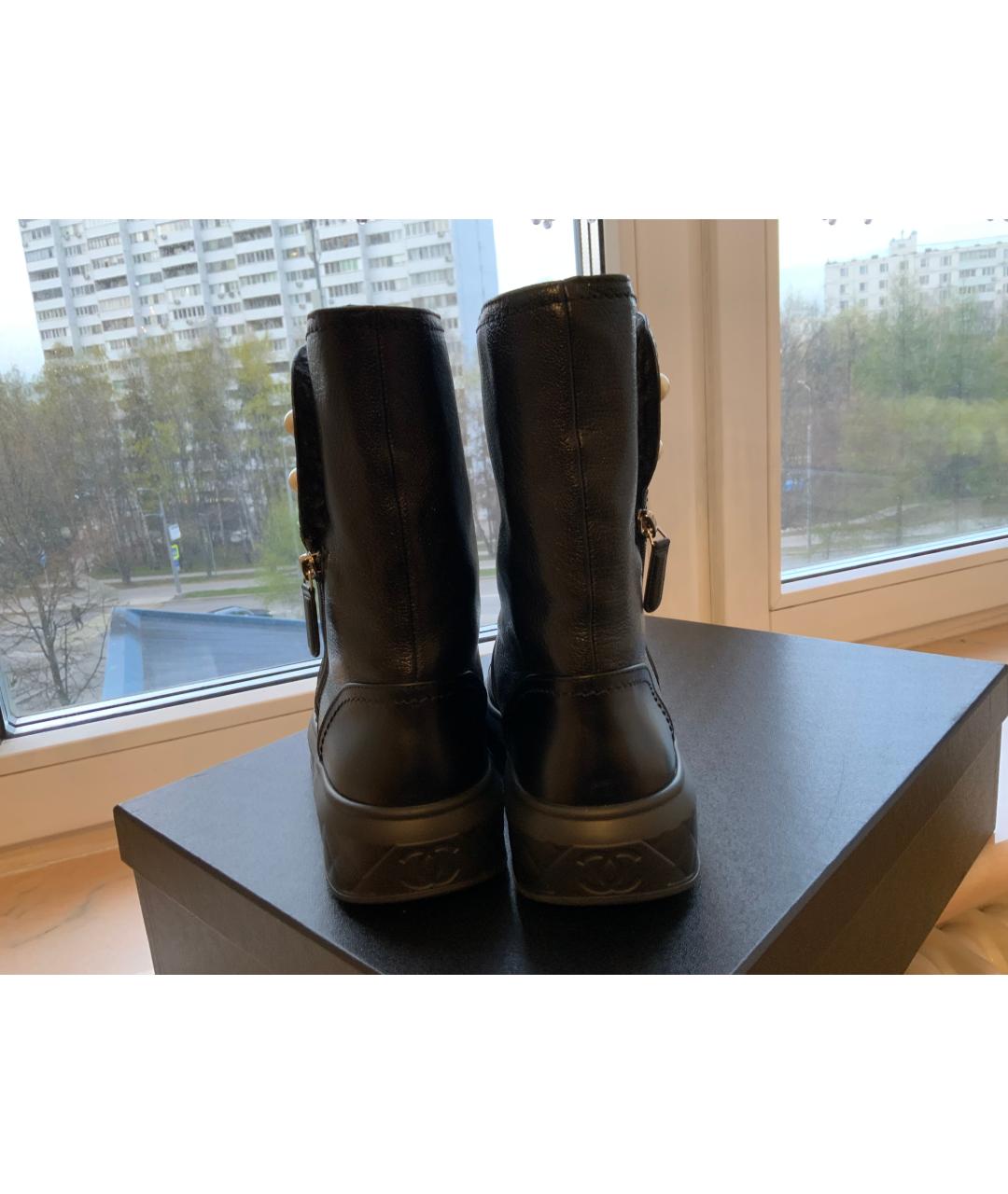 CHANEL Черные кожаные полусапоги, фото 5