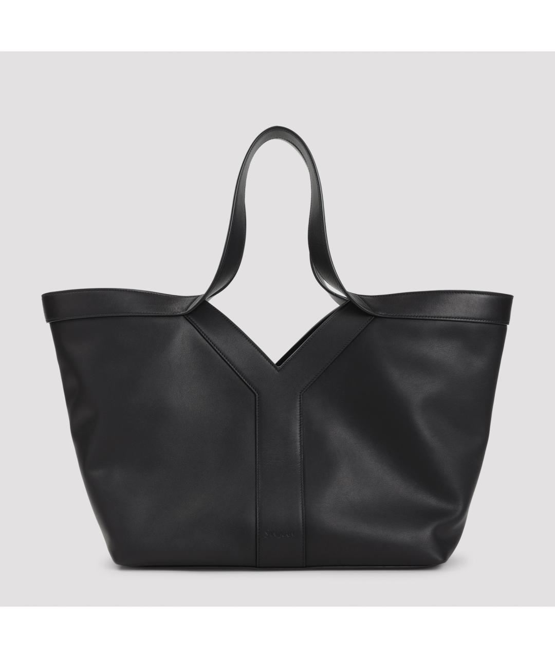 SAINT LAURENT Черная кожаная сумка тоут, фото 2