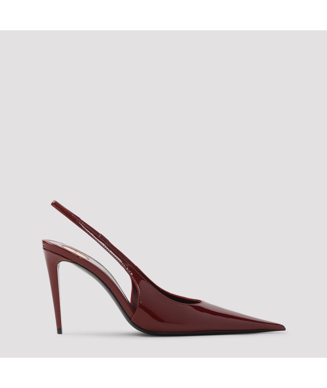 SAINT LAURENT Бордовые туфли из лакированной кожи, фото 2