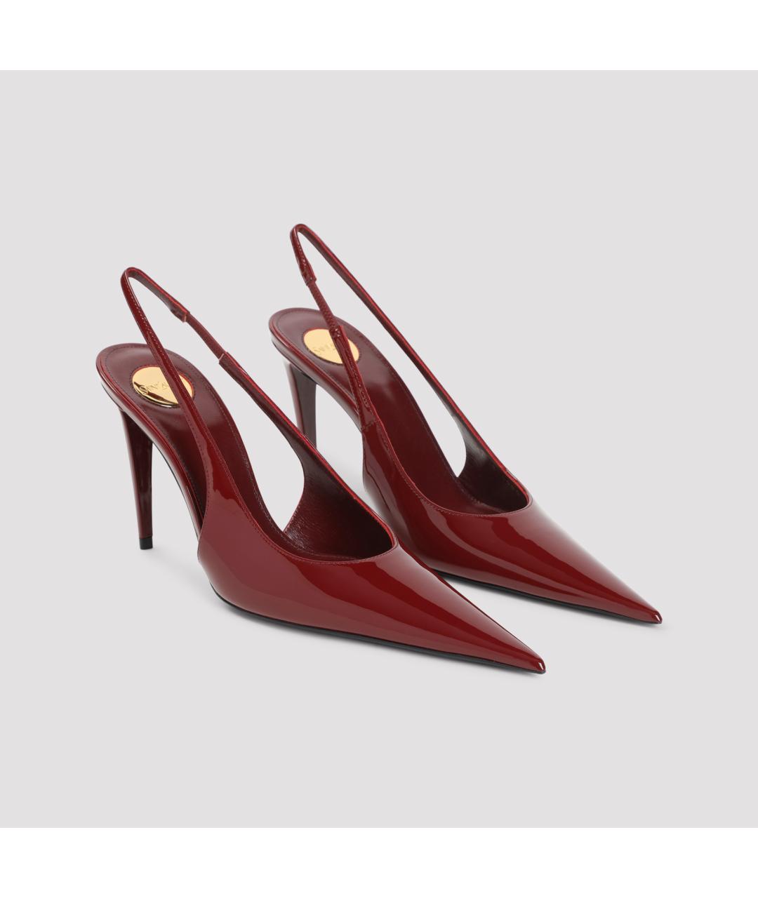 SAINT LAURENT Бордовые туфли из лакированной кожи, фото 5