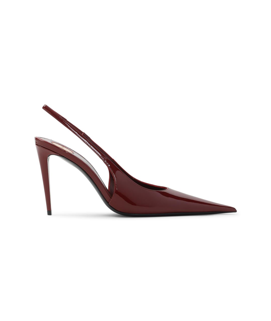 SAINT LAURENT Бордовые туфли из лакированной кожи, фото 1