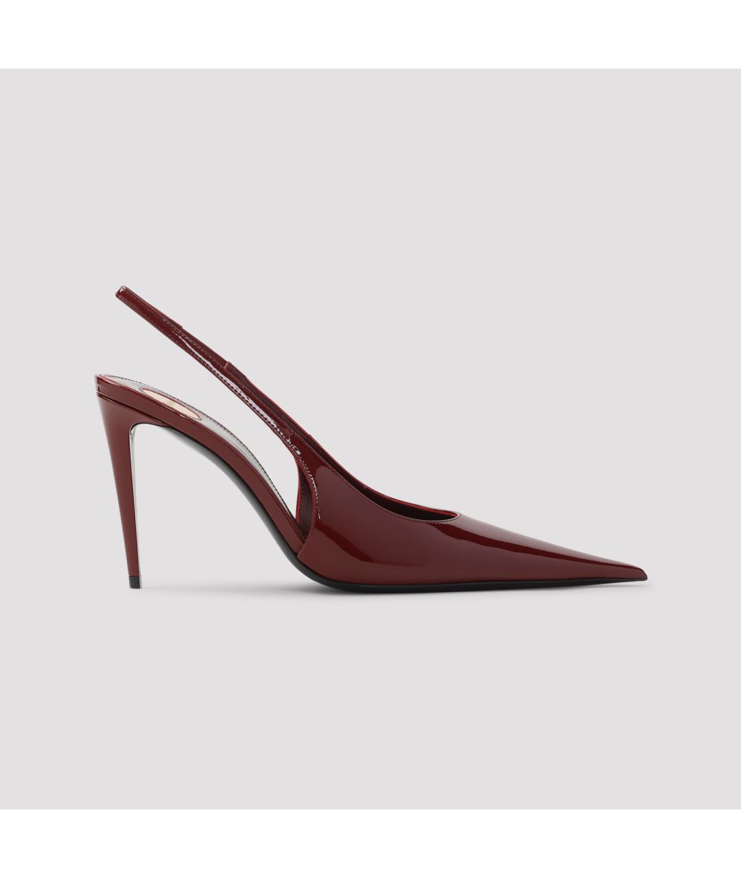 SAINT LAURENT Бордовые туфли из лакированной кожи, фото 3