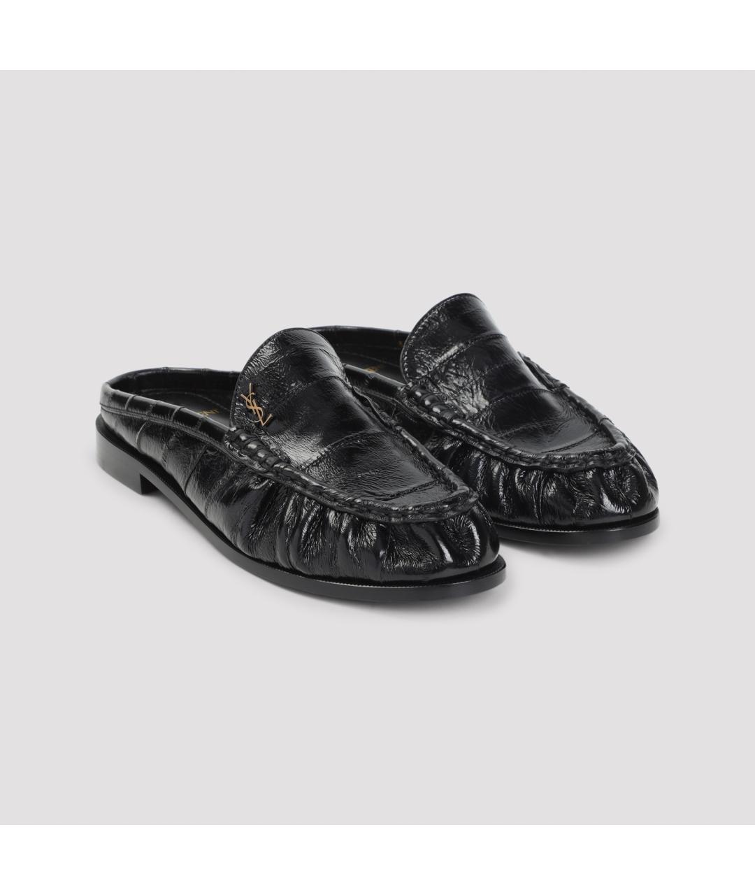 SAINT LAURENT Черные мюли из лакированной кожи, фото 5