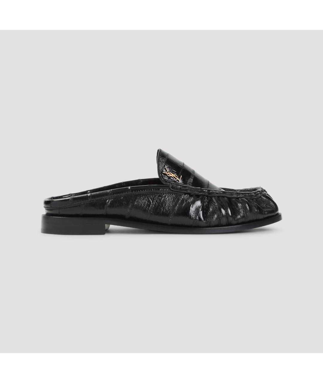 SAINT LAURENT Черные мюли из лакированной кожи, фото 3