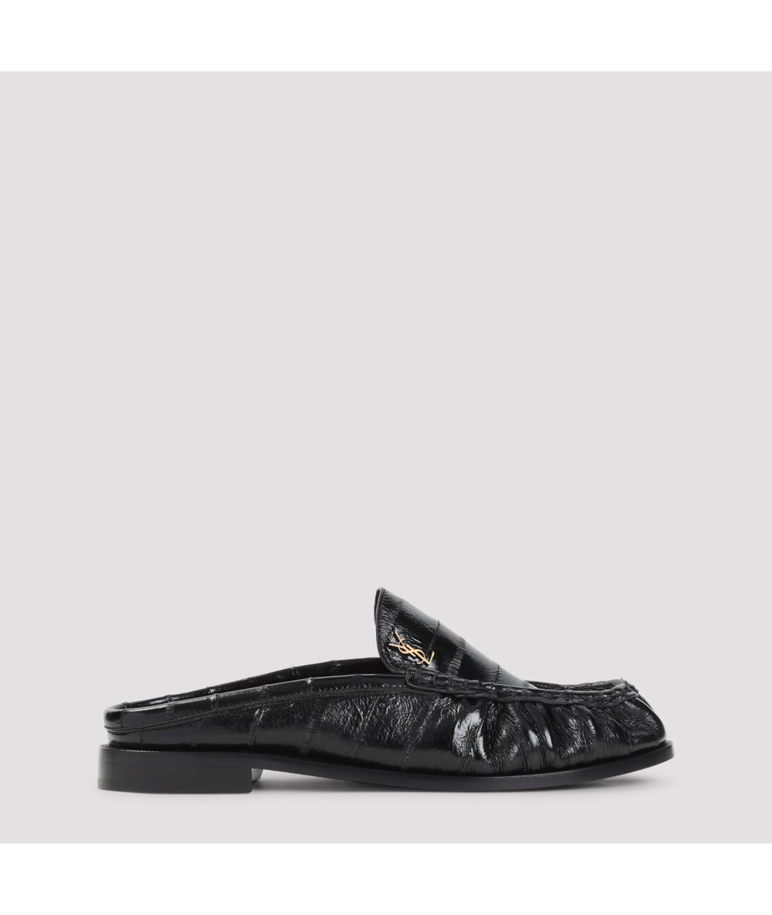 SAINT LAURENT Черные мюли из лакированной кожи, фото 2