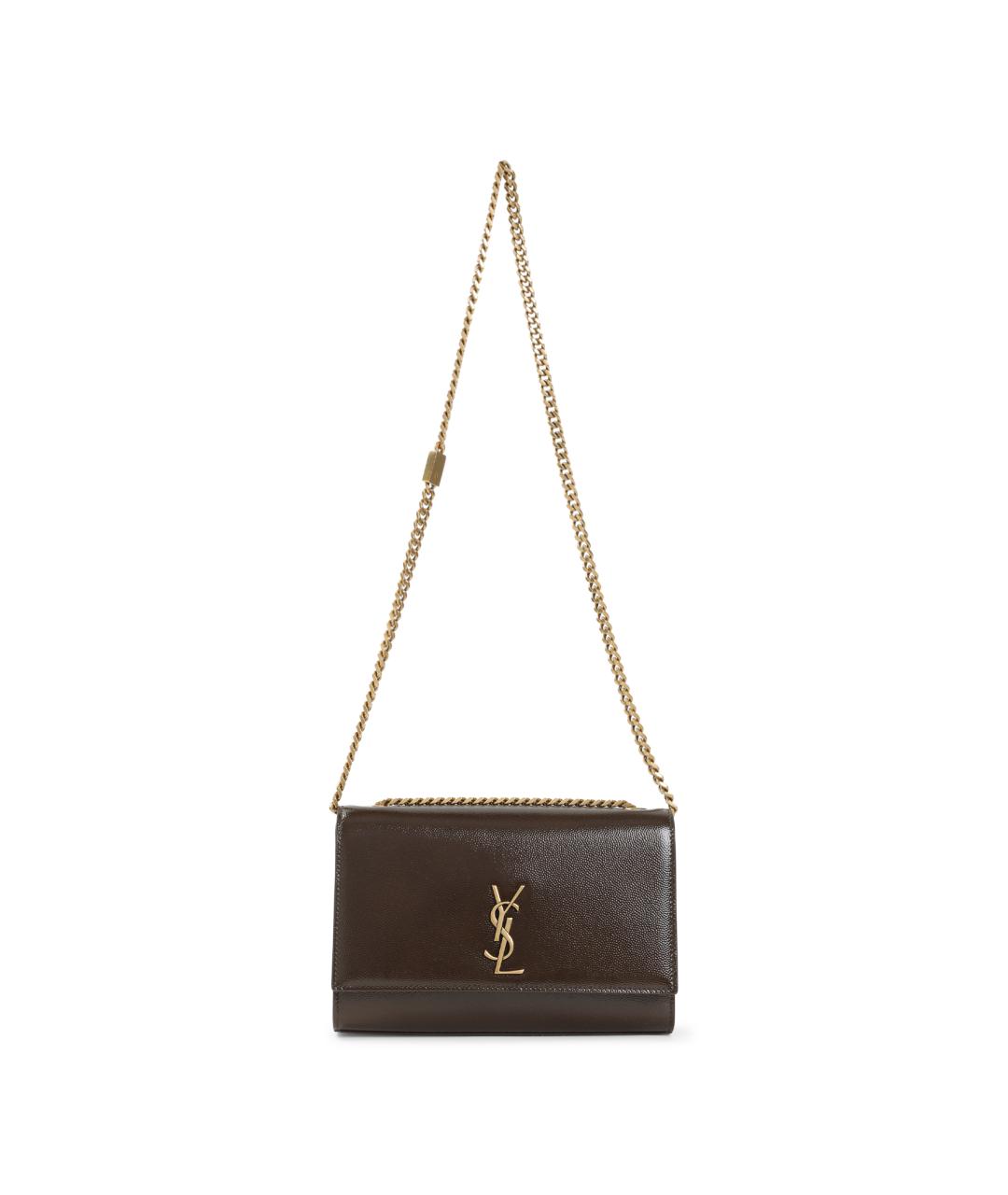 SAINT LAURENT Хаки сумка через плечо из лакированной кожи, фото 1