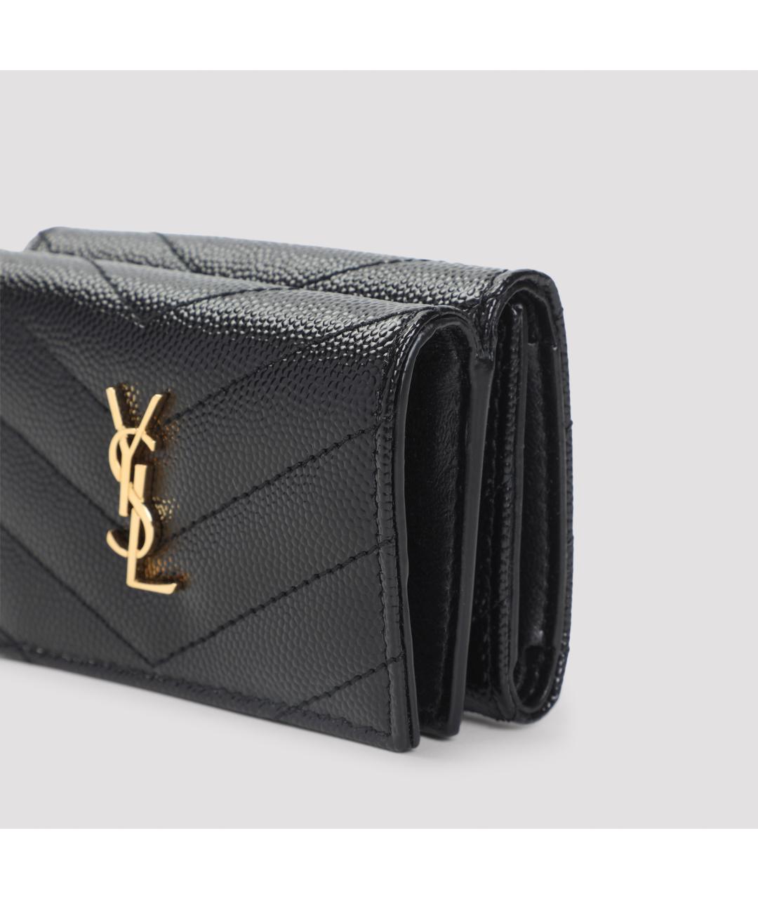 SAINT LAURENT Черный кожаный кошелек, фото 6