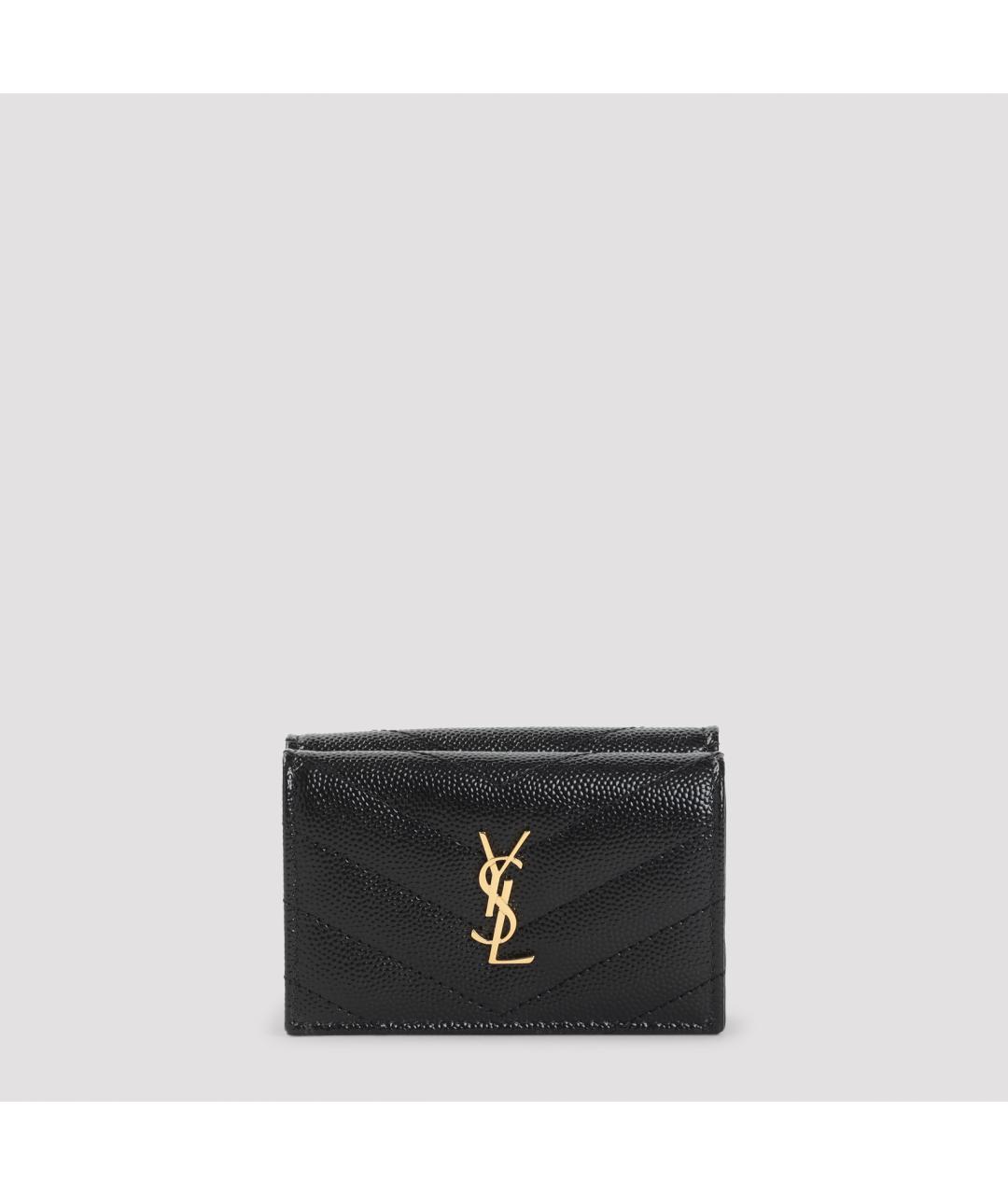 SAINT LAURENT Черный кожаный кошелек, фото 2
