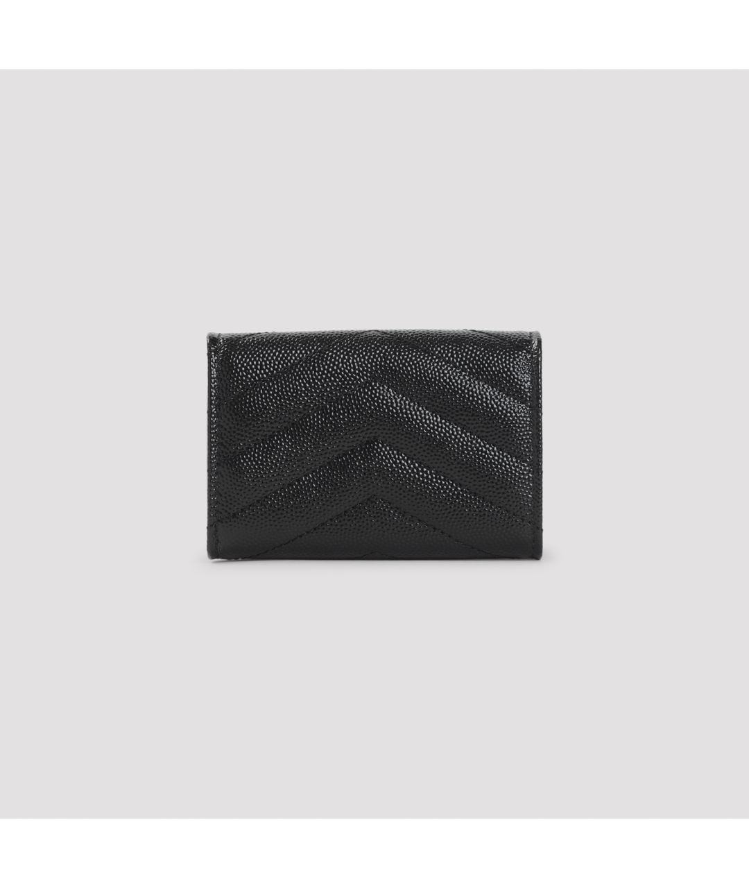 SAINT LAURENT Черный кожаный кошелек, фото 4