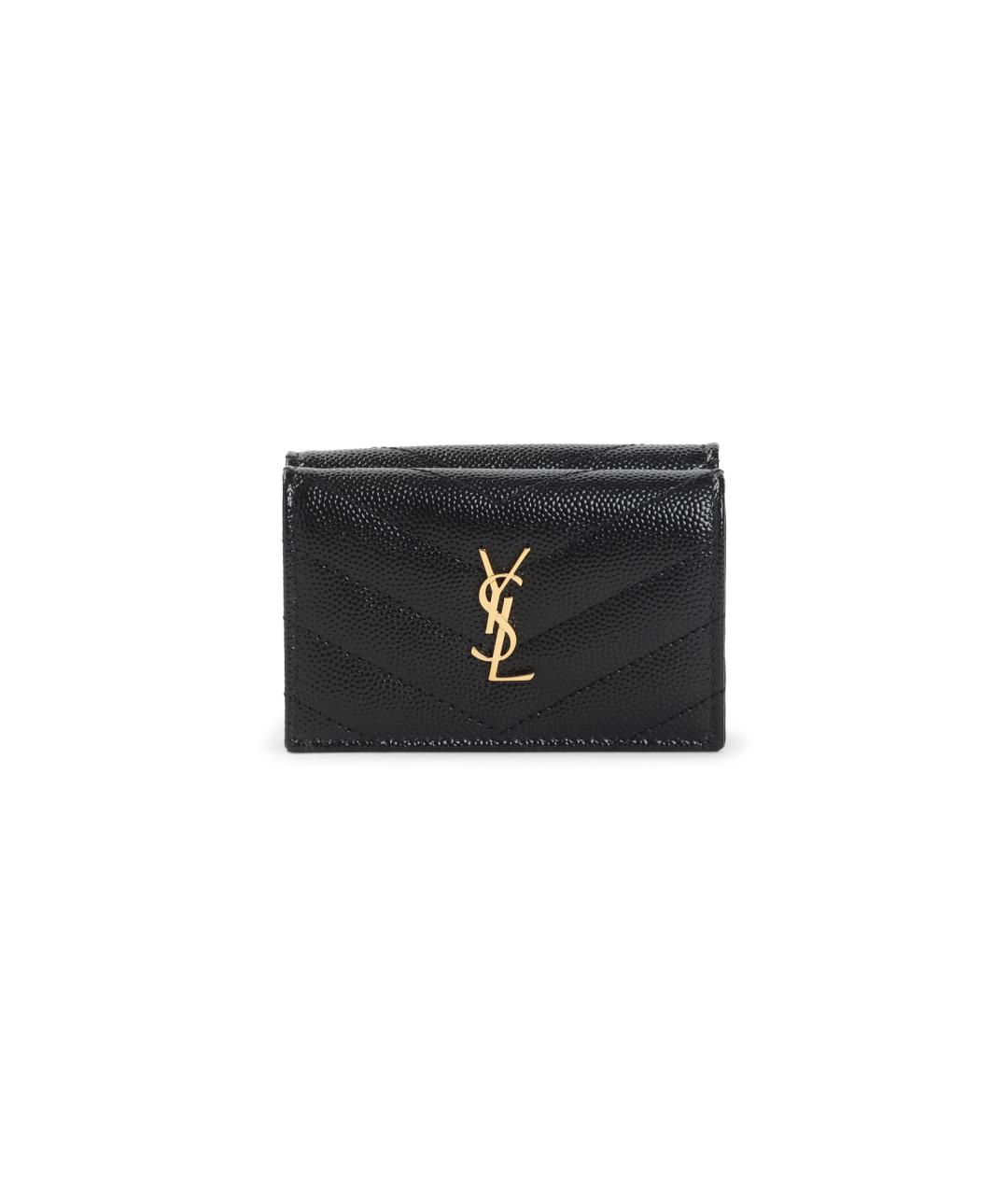 SAINT LAURENT Черный кожаный кошелек, фото 1