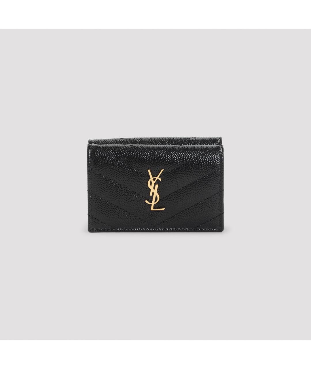 SAINT LAURENT Черный кожаный кошелек, фото 3