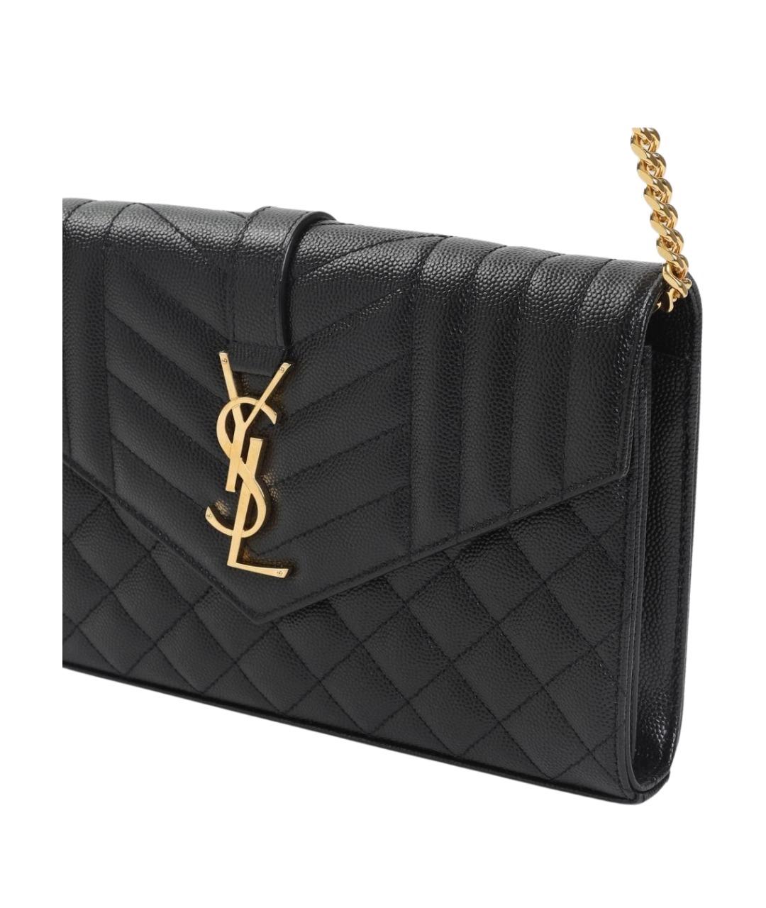 SAINT LAURENT Черная кожаная сумка через плечо, фото 3