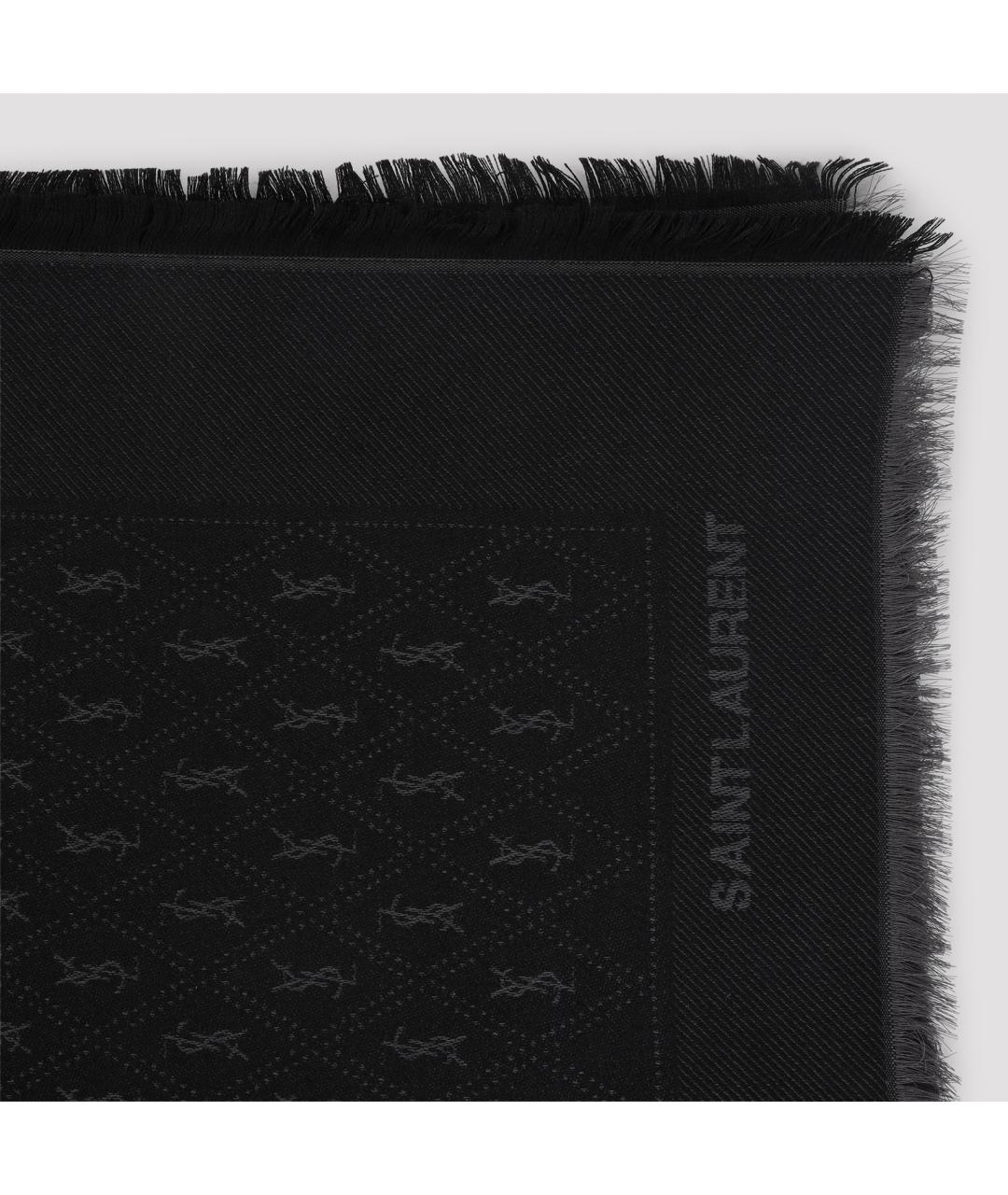 SAINT LAURENT Серый хлопковый шарф, фото 2