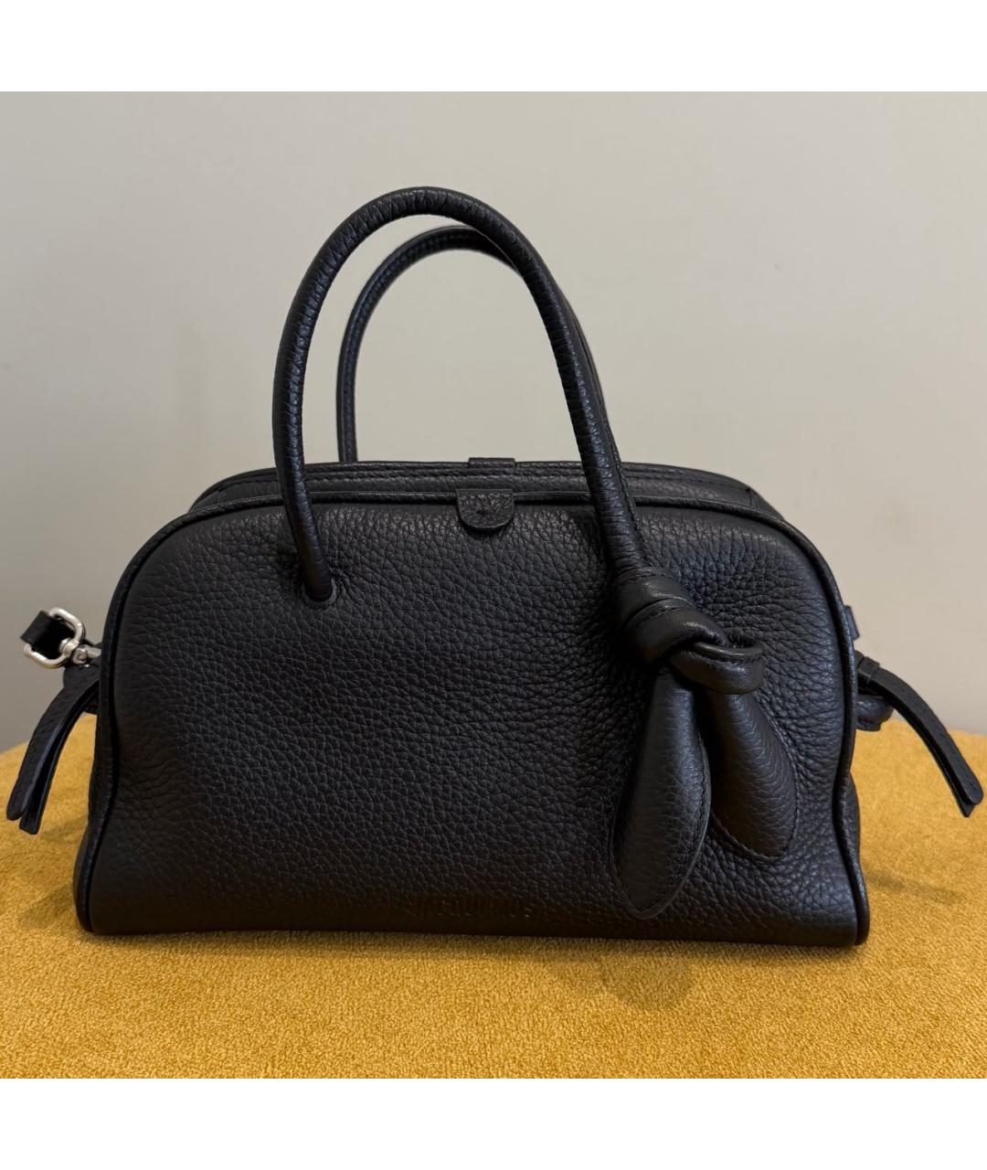 JACQUEMUS Черная кожаная сумка с короткими ручками, фото 8