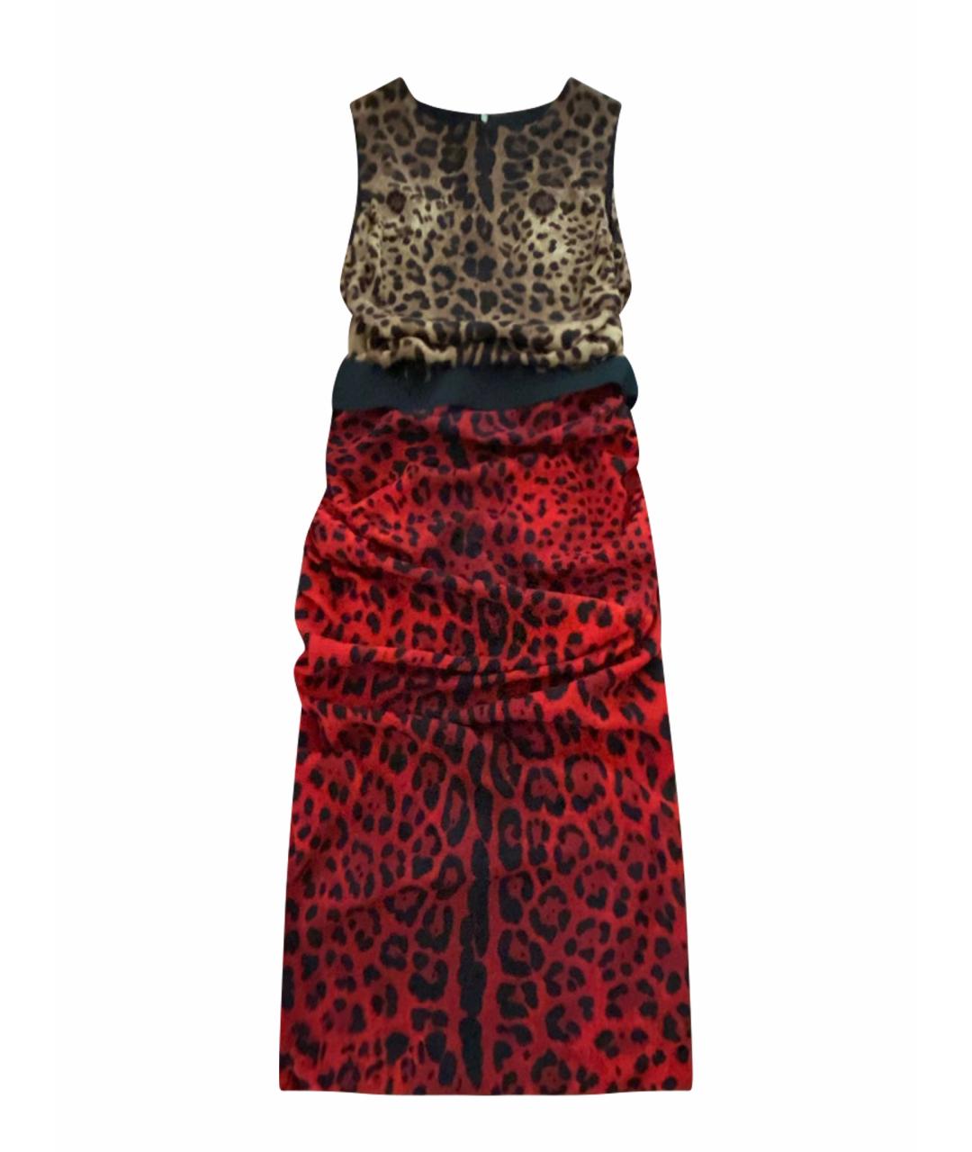 DOLCE&GABBANA Мульти шелковое коктейльное платье, фото 1