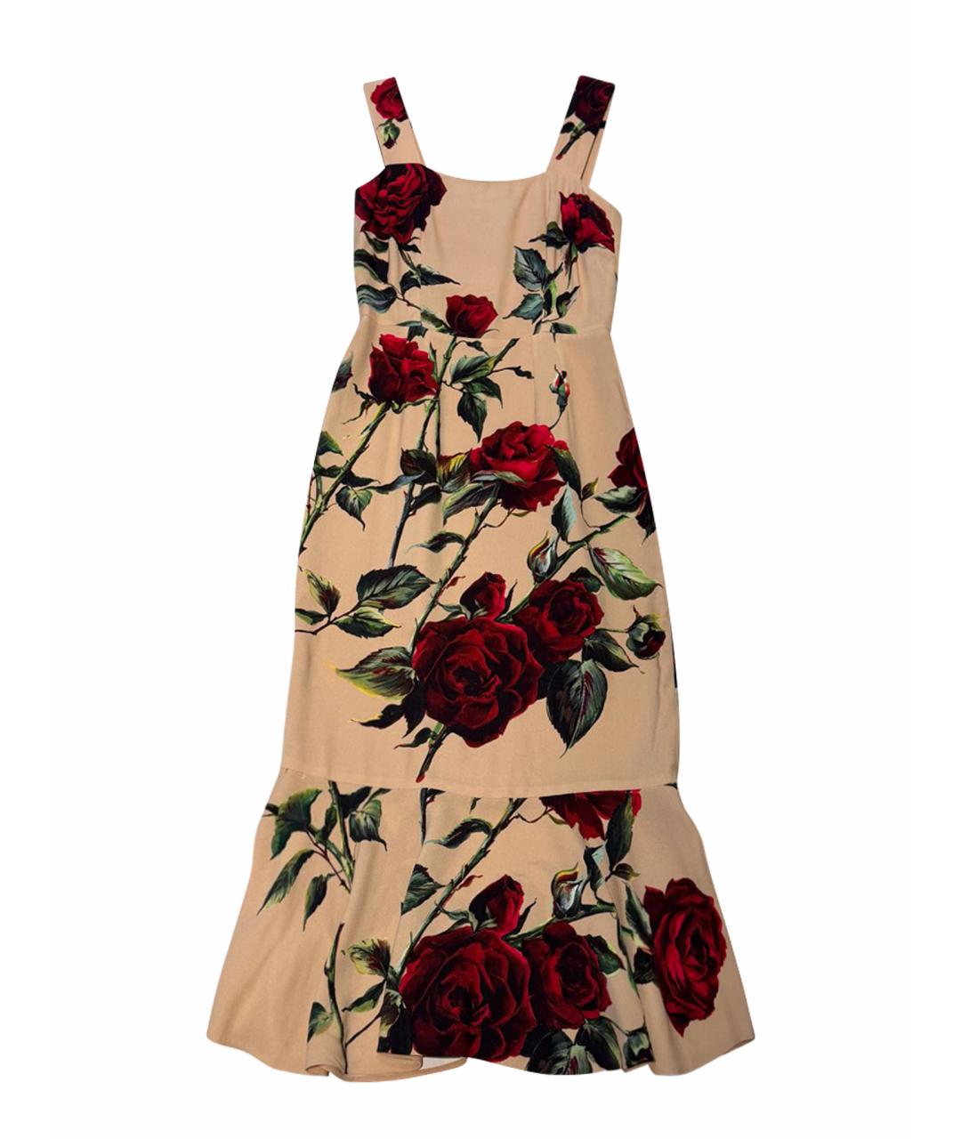 DOLCE&GABBANA Бежевое шелковое коктейльное платье, фото 1