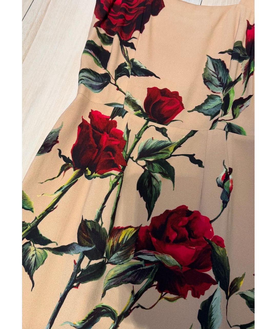 DOLCE&GABBANA Бежевое шелковое коктейльное платье, фото 4