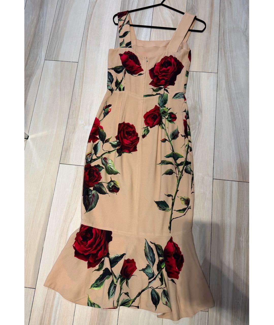 DOLCE&GABBANA Бежевое шелковое коктейльное платье, фото 2