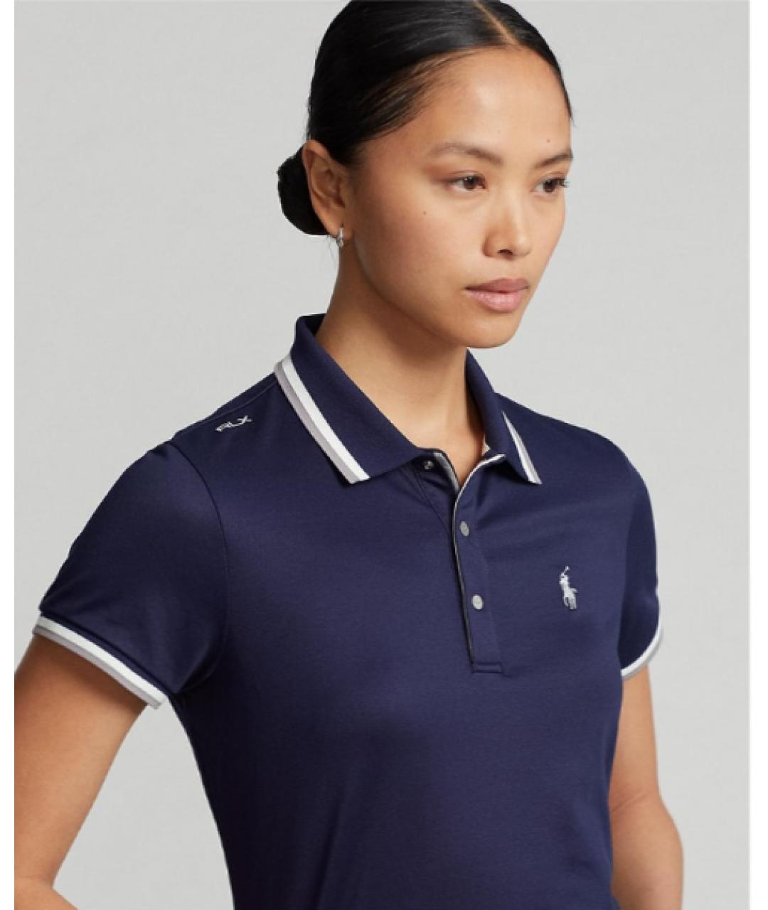 RALPH LAUREN Синяя хлопко-эластановая футболка, фото 4