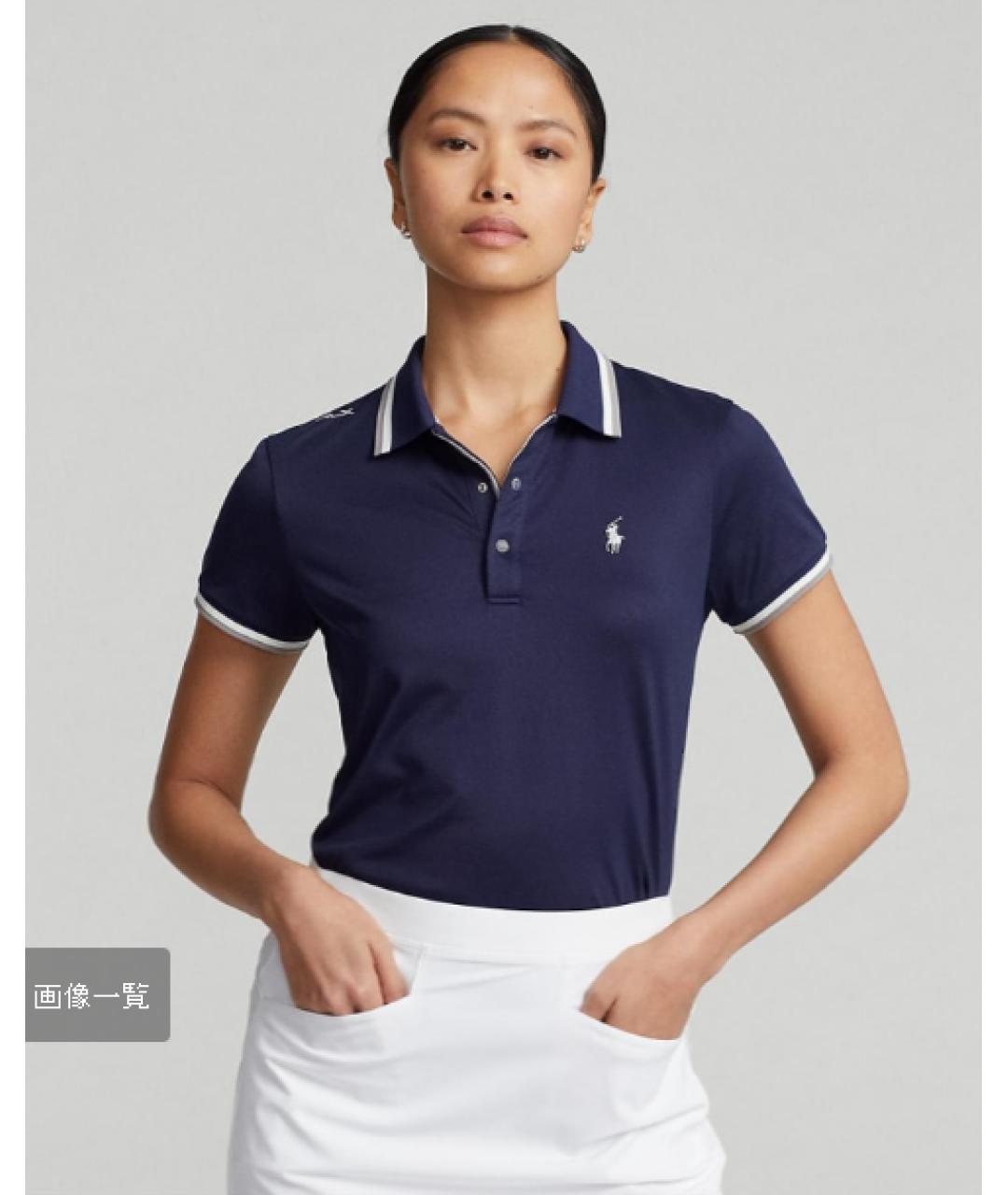 RALPH LAUREN Синяя хлопко-эластановая футболка, фото 5
