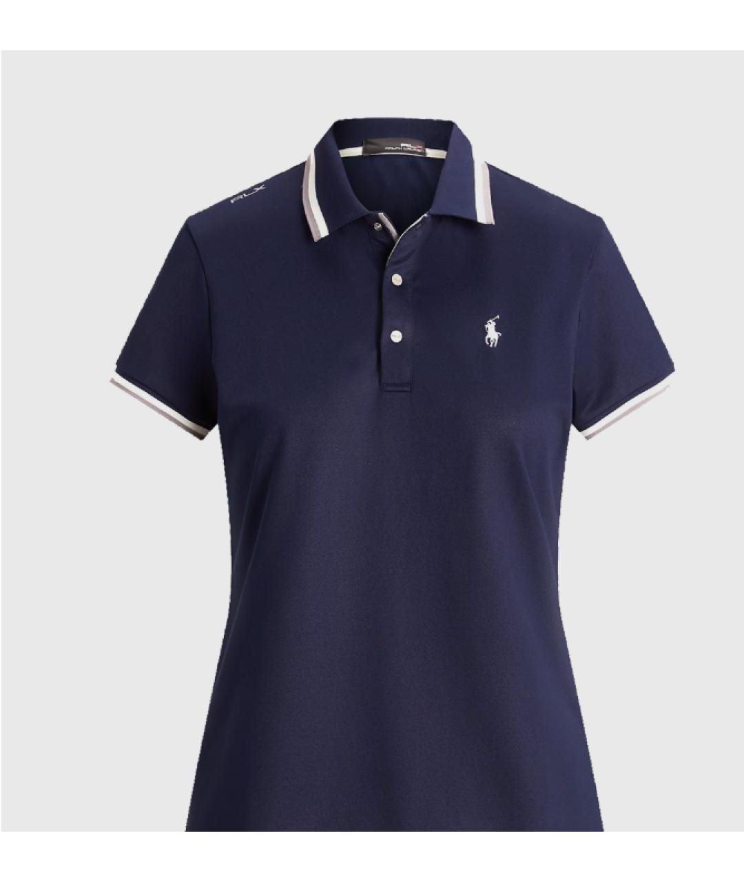 RALPH LAUREN Синяя хлопко-эластановая футболка, фото 8