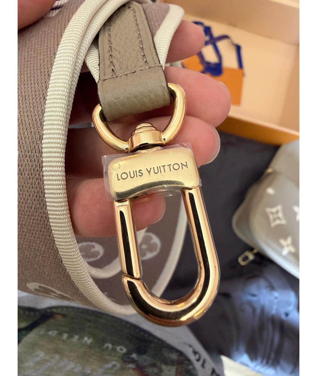 LOUIS VUITTON Серая кожаная сумка через плечо, фото 6