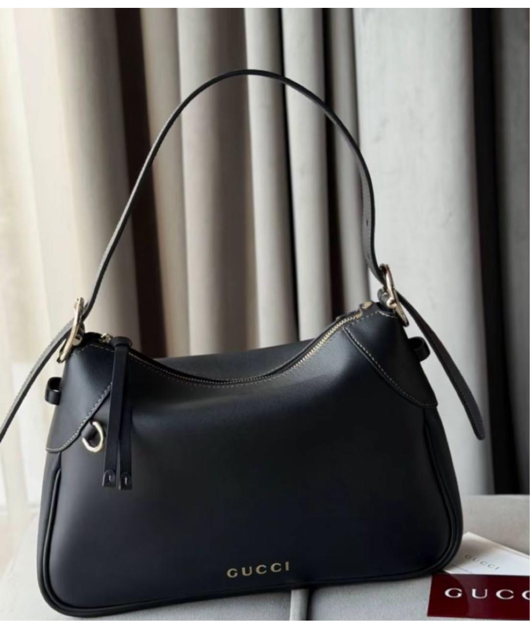 GUCCI Черная кожаная сумка через плечо, фото 6