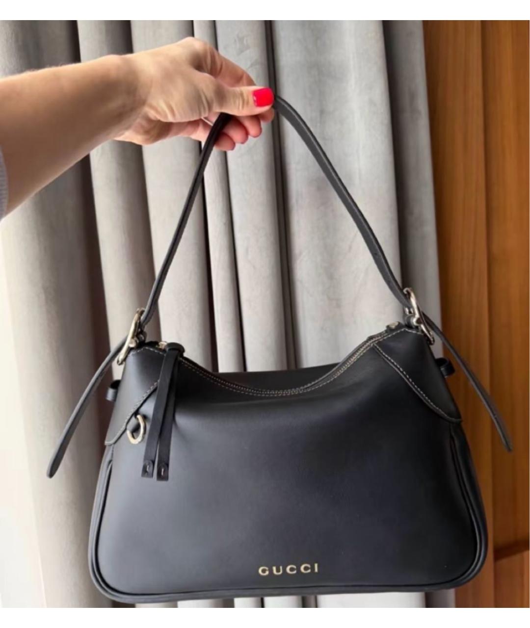 GUCCI Черная кожаная сумка через плечо, фото 7
