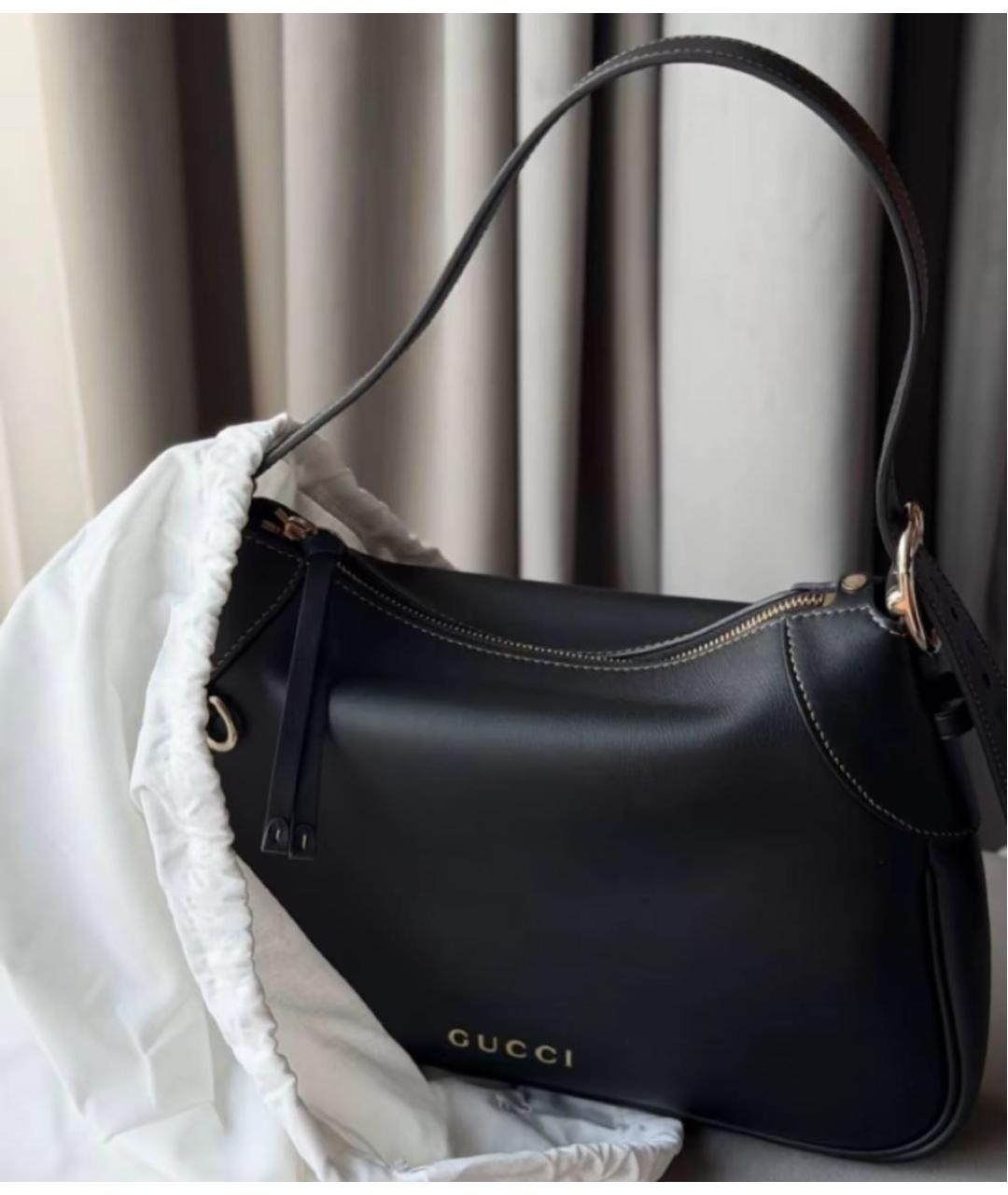 GUCCI Черная кожаная сумка через плечо, фото 8