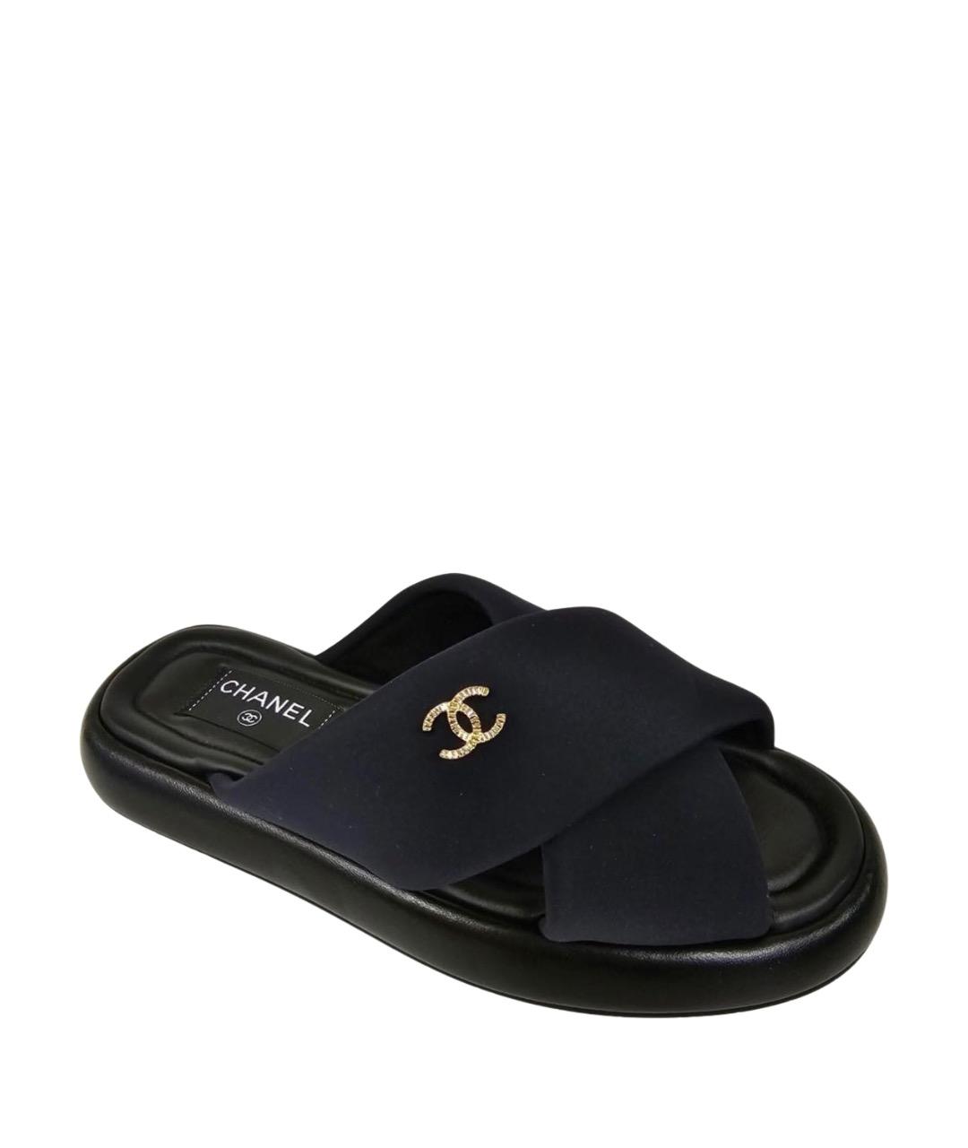 CHANEL Черные шлепанцы, фото 1
