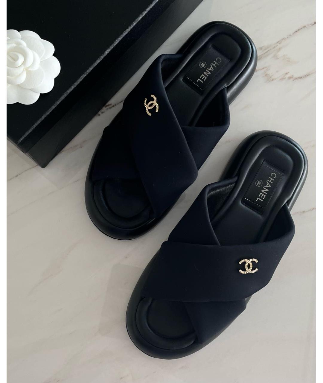 CHANEL Черные шлепанцы, фото 5