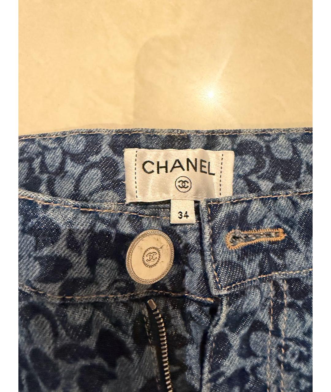 CHANEL Синие хлопковые прямые джинсы, фото 3