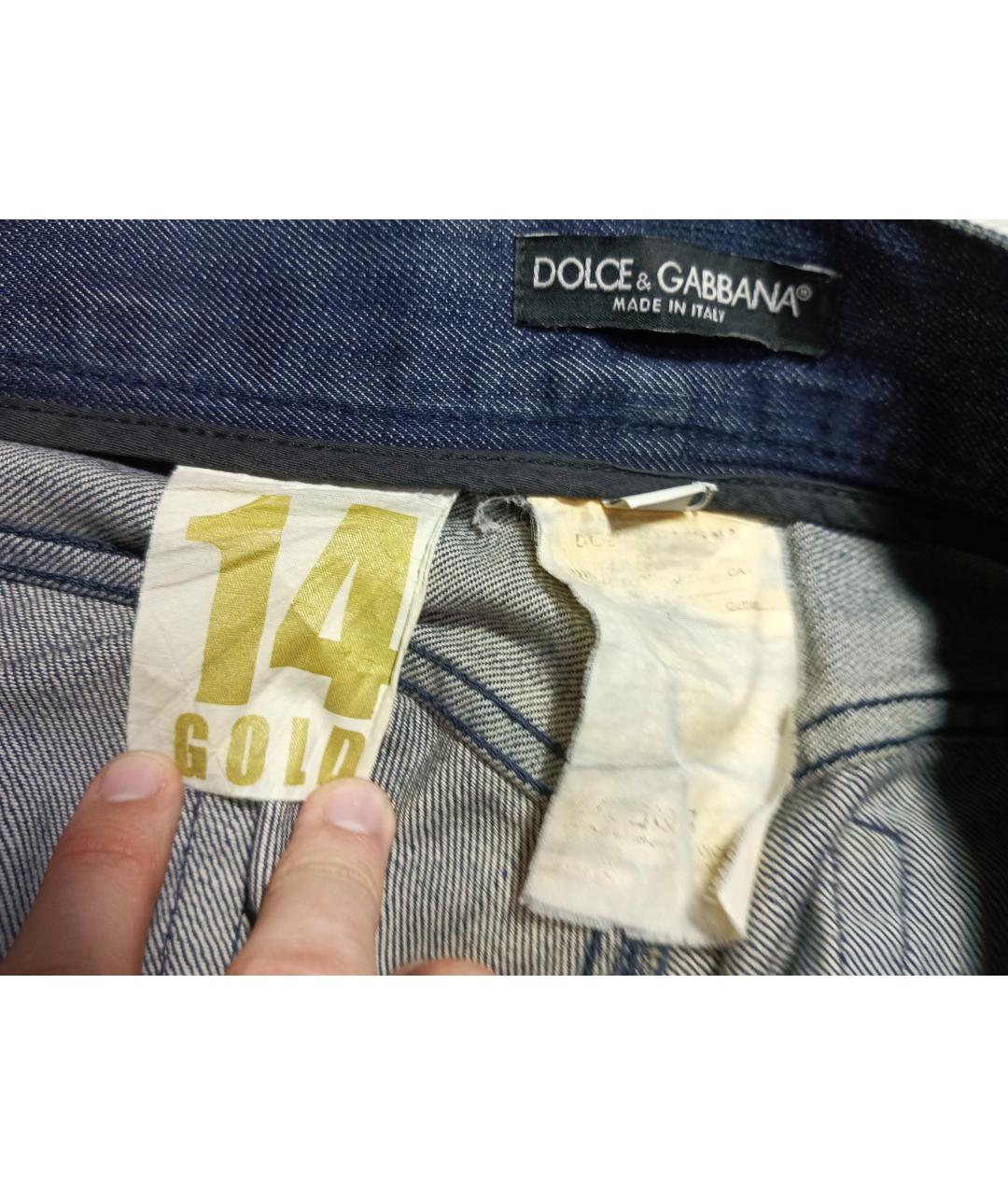 DOLCE&GABBANA Синие хлопковые прямые джинсы, фото 6