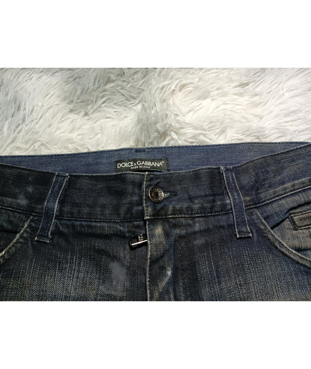 DOLCE&GABBANA Синие хлопковые прямые джинсы, фото 3