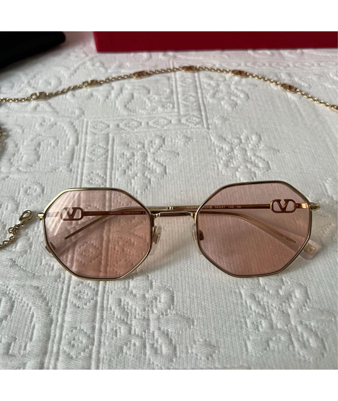 VALENTINO Золотые металлические солнцезащитные очки, фото 3