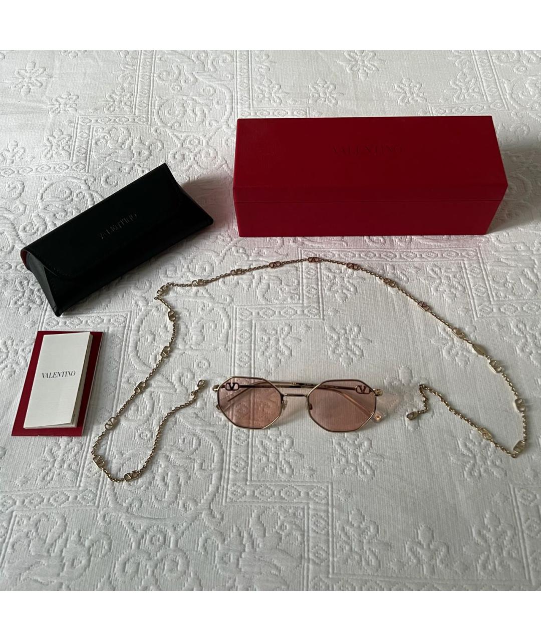 VALENTINO Золотые металлические солнцезащитные очки, фото 2