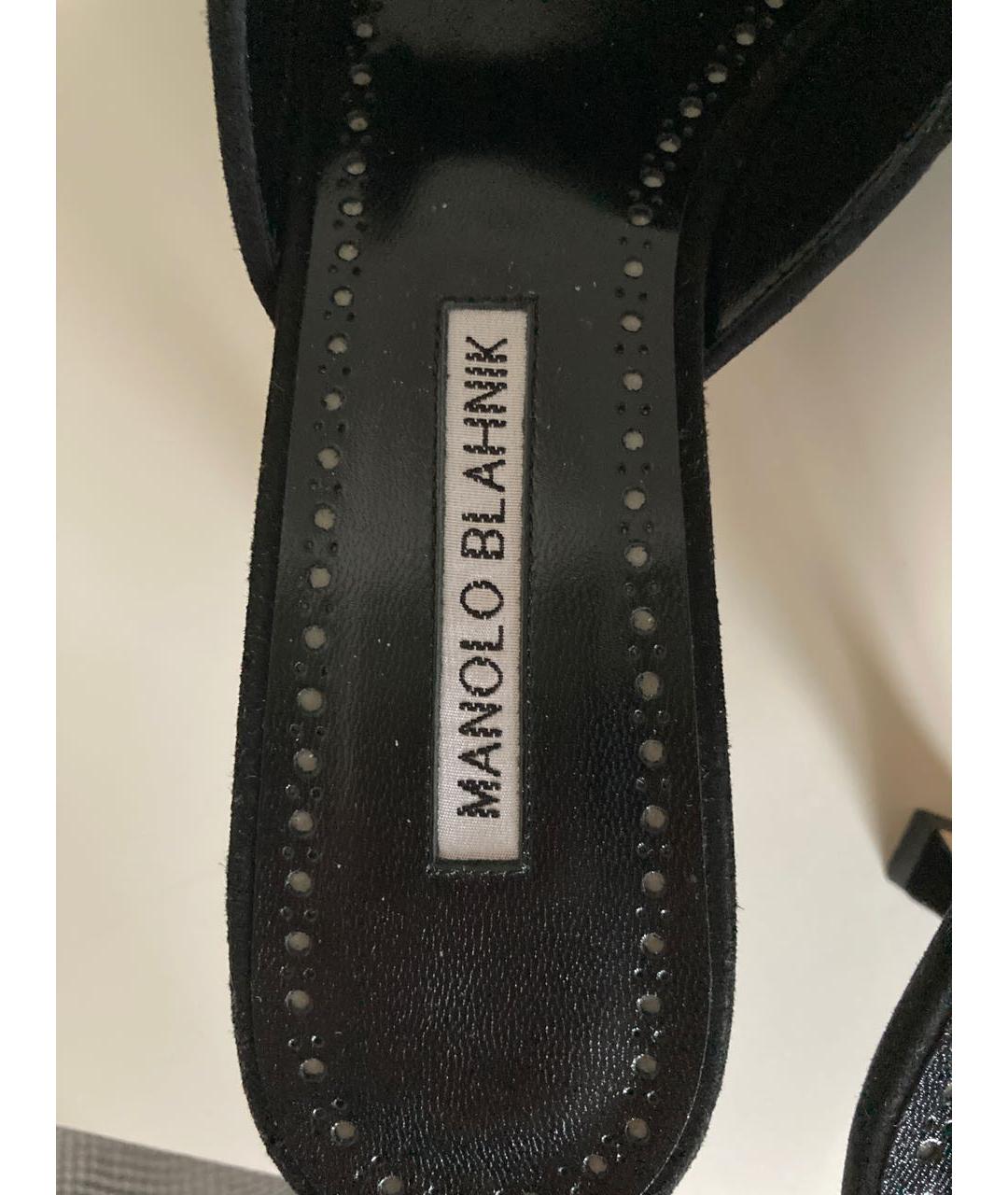 MANOLO BLAHNIK Черные кожаные мюли, фото 7