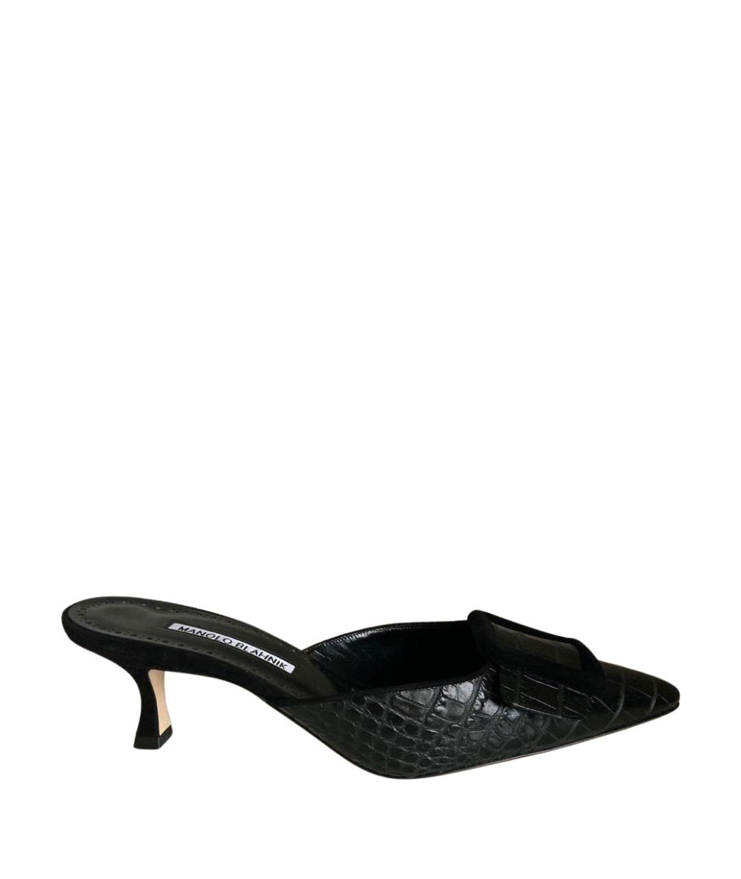 MANOLO BLAHNIK Черные кожаные мюли, фото 1