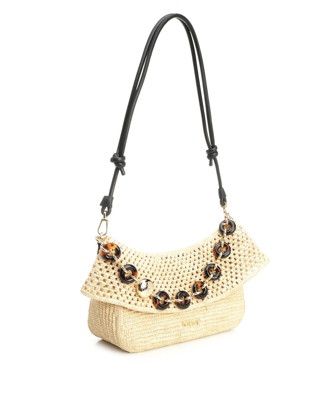 LOEWE Бежевая плетеная сумка через плечо, фото 2