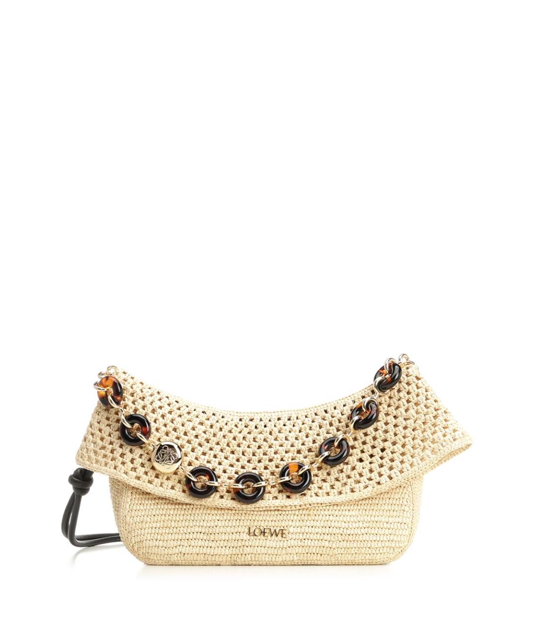 LOEWE Бежевая плетеная сумка через плечо, фото 1