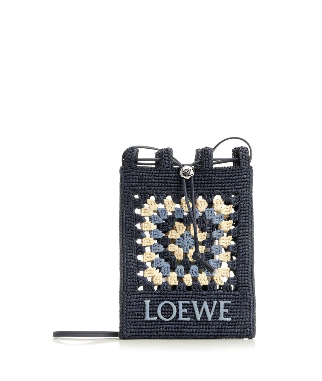 LOEWE Темно-синяя плетеная сумка через плечо, фото 1