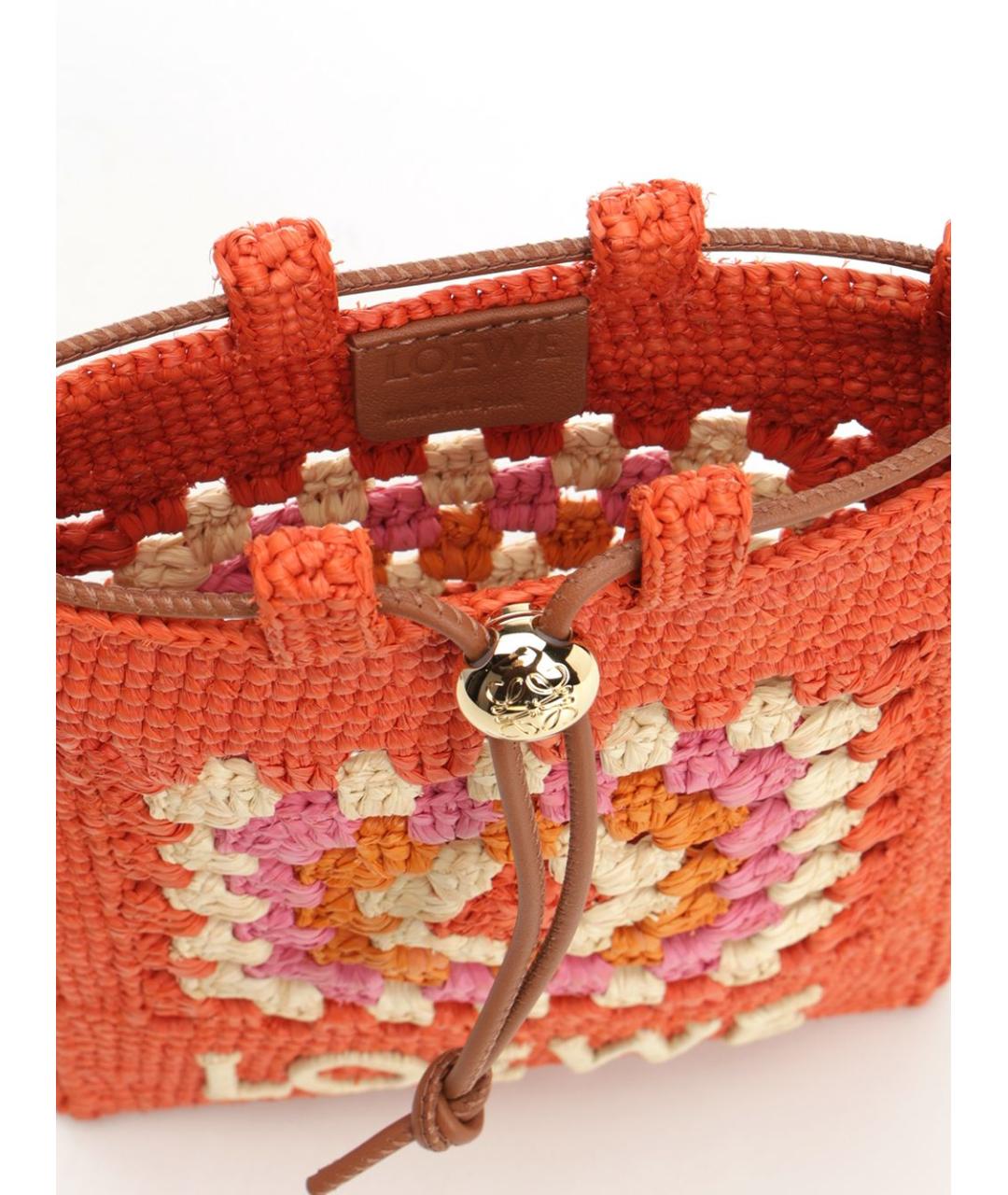 LOEWE Оранжевая плетеная сумка через плечо, фото 4