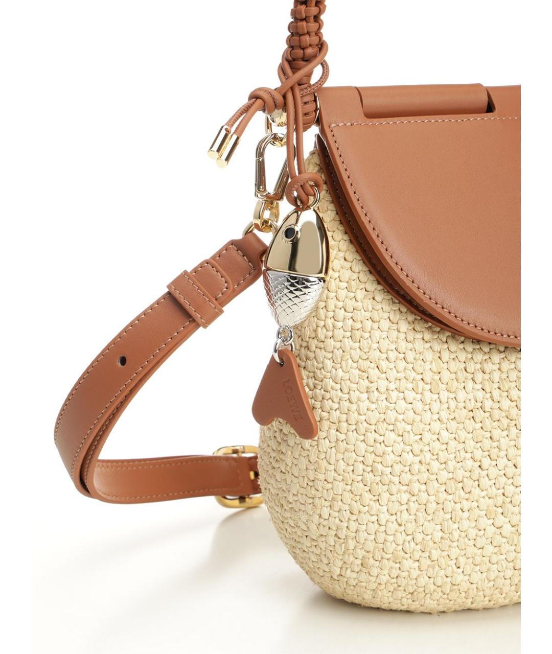 LOEWE Бежевая плетеная сумка через плечо, фото 5