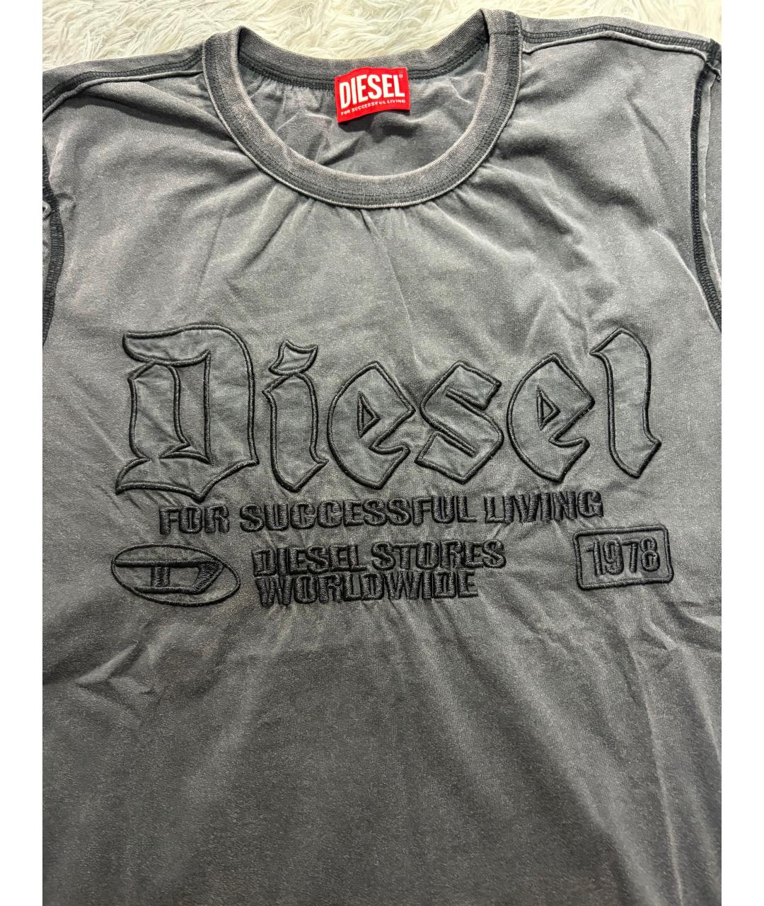 DIESEL Черная хлопковая футболка, фото 4