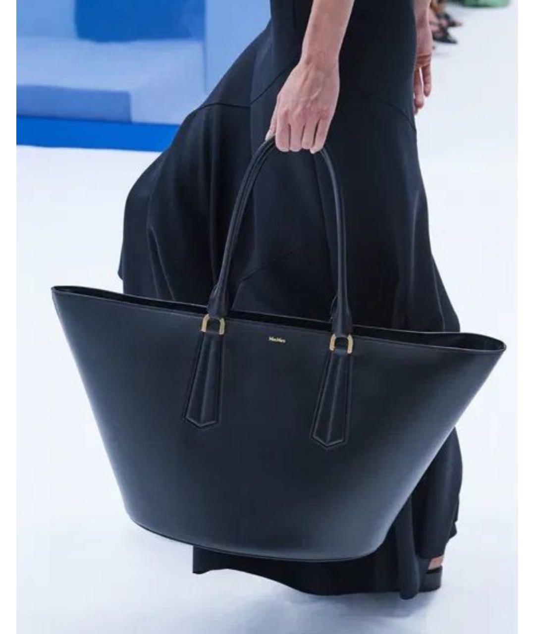 MAX MARA Черная кожаная сумка тоут, фото 6