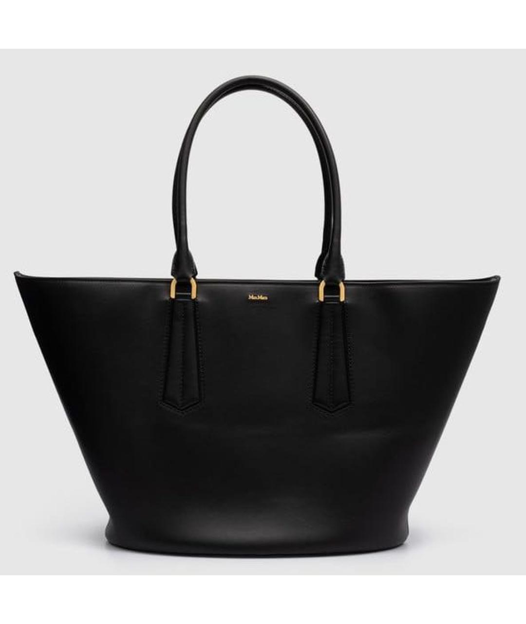 MAX MARA Черная кожаная сумка тоут, фото 9