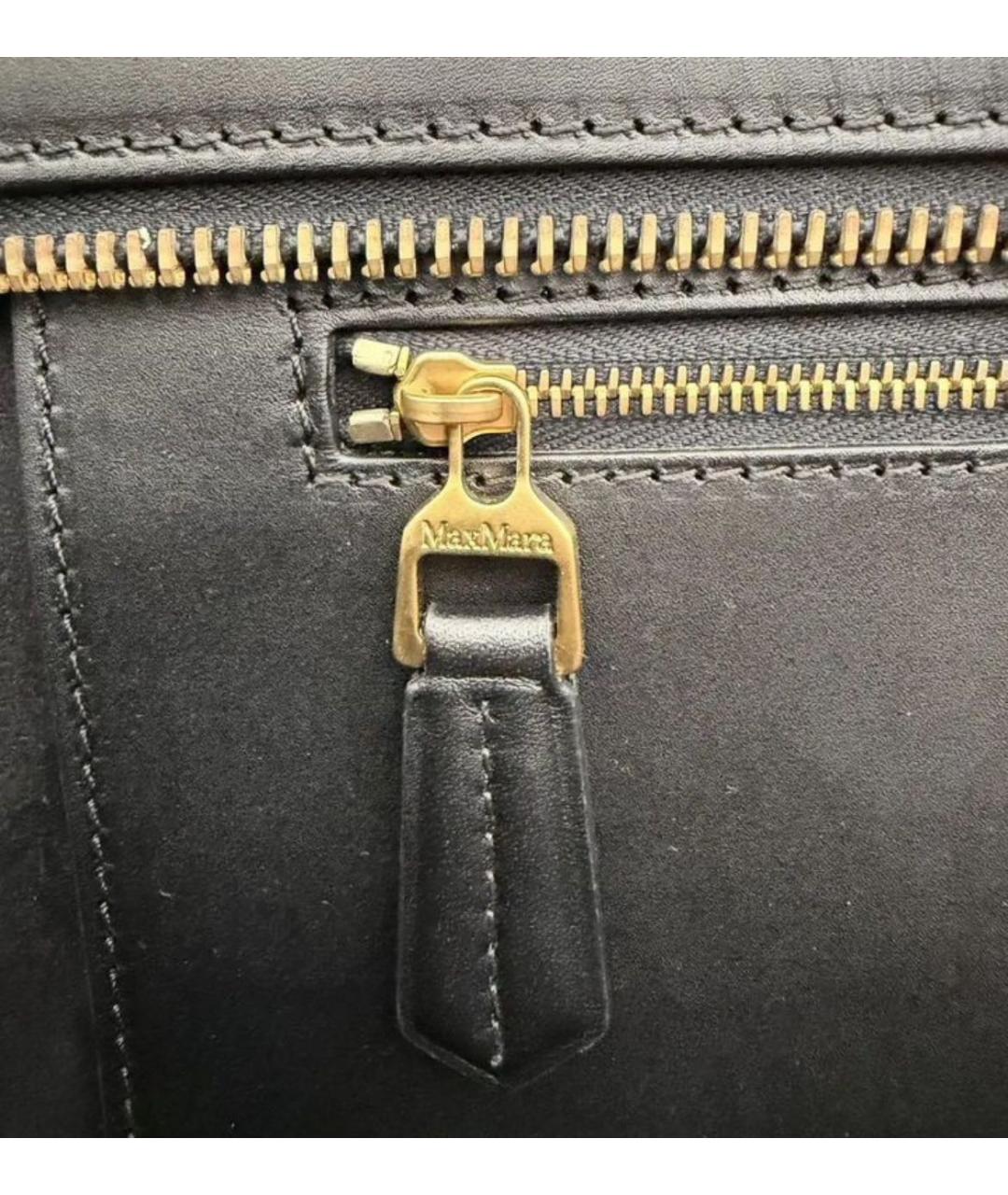 MAX MARA Черная кожаная сумка тоут, фото 2