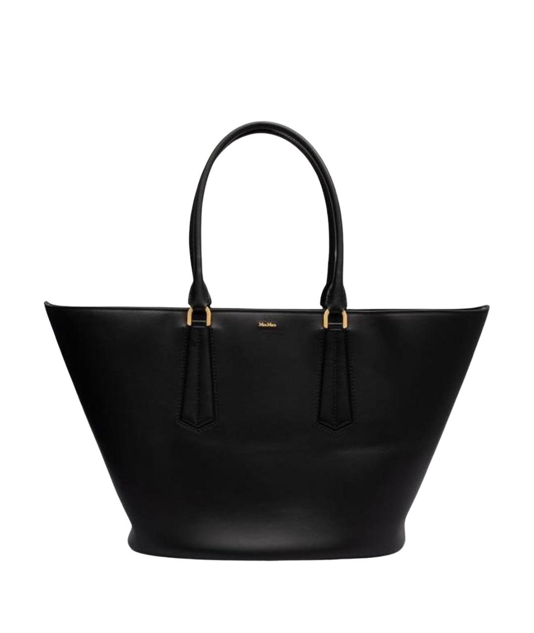 MAX MARA Черная кожаная сумка тоут, фото 1